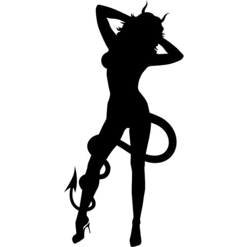 Sexy Devil Girl Horns Tail Silhouette Vinyl Sticker Window Decor Art Decals Car Decal Rear Windshield Car L319