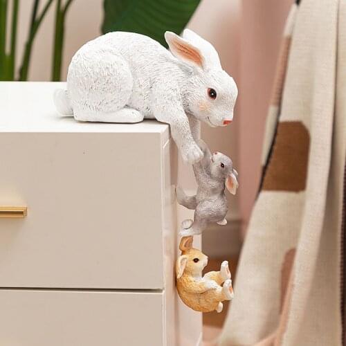 Nordic Style Resin Rabbit Sculpture Ornaments Living Room Office Desktop Animal Model Statues Crafts Home Decoration Accessories