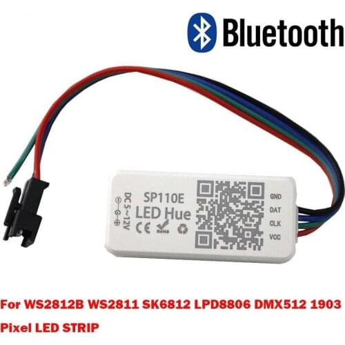 SP110E Bluetooth Controller DC5-12V For WS2812B SK6812RGBW WS2811 APA102 pixels Led strip Smart Phone APP Control IOS/Android