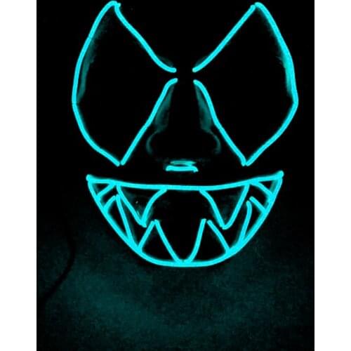 Big Eye Sharp Teeth Mask Glowing Horror EL Wire Mask For Halloween Party Ten Colors Optional