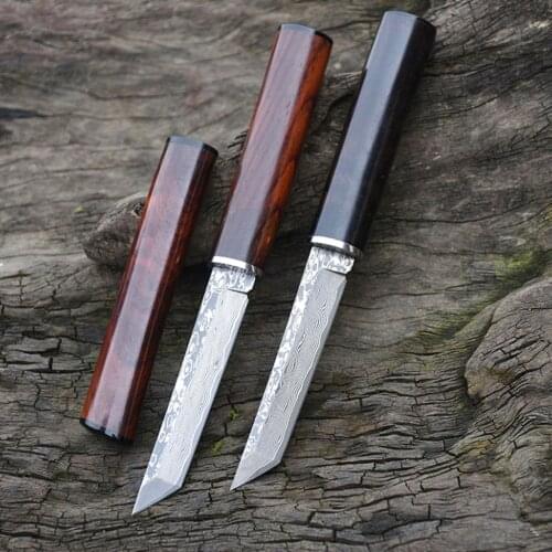 Japanese tactical knife Damascus Steel 60hrc vacuum heat treatment sharp outdoor knife hunting knife (collection knife)