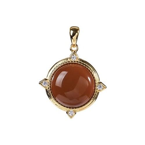 S925 sterling silver gold plated Southern red agate Pendant Light luxury Temperament Fashion Simple Round Womens pendant