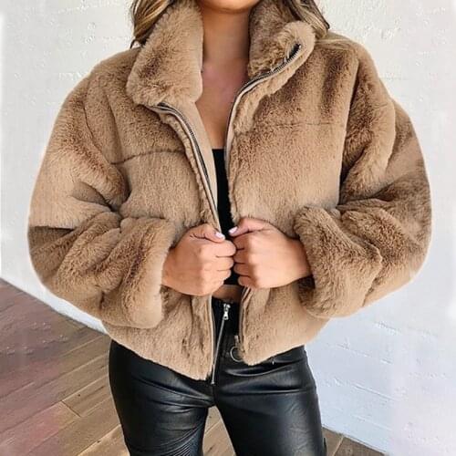 Echoine Winter Warm Thick Faux Fur Coat Women Casual Short Jacket Zipper Plus Size Overcoat Plush Thick 2021 Fur Outwear