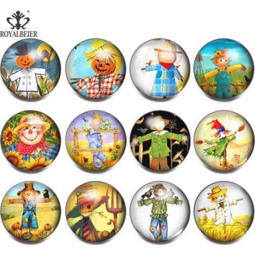 12pcs/lot Mix Cartoon Theme Patterns 18mm Snap Button Charms For Snaps Bracelet Necklace Glass Beads for Jewelry Making kg0110
