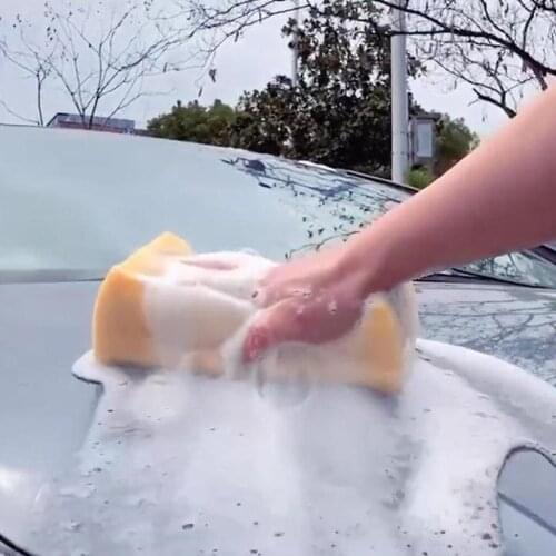 2PCS Extra Large Car-Washing Sponge Coral Sponge Washing Cleaning Block Honeycomb Car Cleaning Cloth Yellow Car Cleaner Tools #4