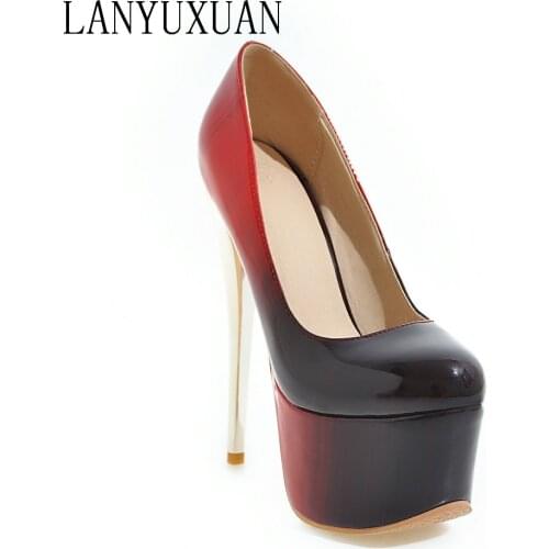 2017 New Big Size Sale 30-48 New Fashion Sexy Round Toe Women Super waterproof table High Heels Ladies Wedding Party Shoes Y-19