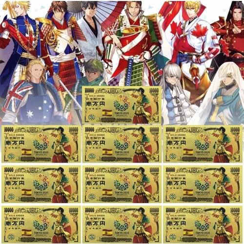 2020 Tokyo World Flags Comics Card Japan Gold Banknote Spain Souvenir Gold Plastic Cards for Collection Drop Shippong
