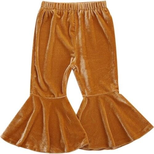 2020 Autumn Baby Girls Clothes Solid Color Velvet Warm Children Pants Lady High Waist Flared Trousers 0-6T Kids Clothing
