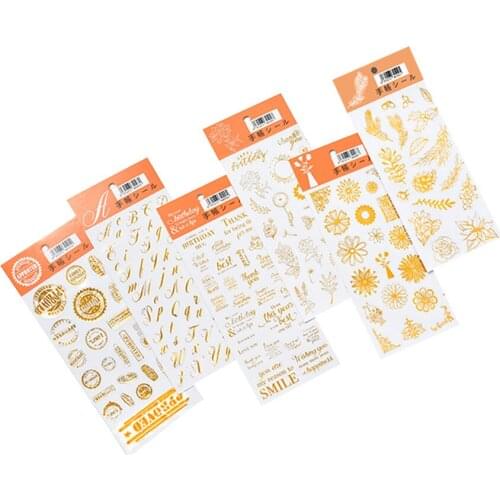 40packs/lot Gold Plant Postmark Letter Series DIY Decoration Stickers Scrapbooking Album Diary Decoration Students Gift Label