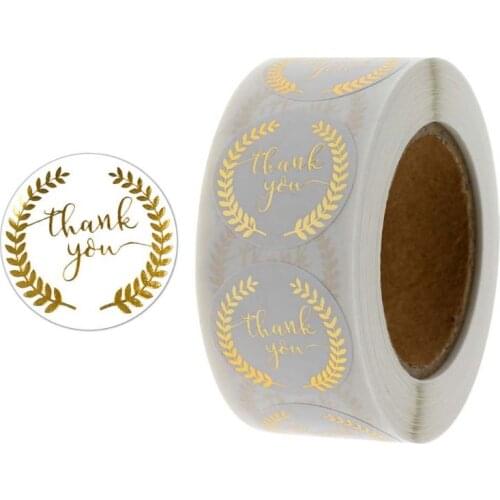 500 labels/roll Twig Thank You Stickers Gold Foil Seal Labels Wedding Party Favors Envelope Stationery Sticker