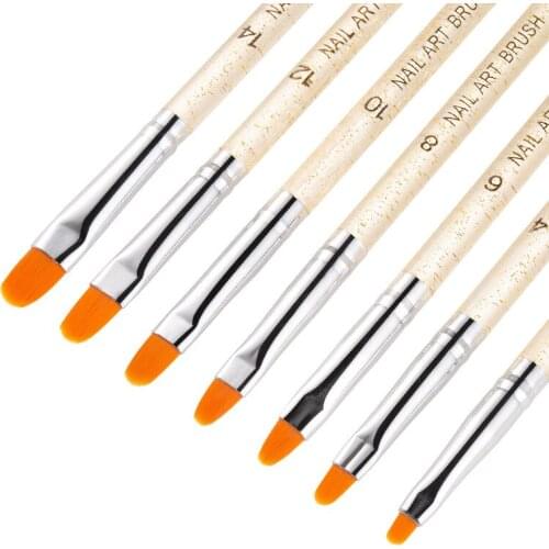 7Pcs Professional Manicure UV Gel Brush Pen Transparent Acrylic Nail Art Painting Drawing Brush Phototherapy Tools