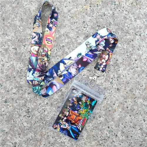 JoJos Bizzare Adventure Keychain lanyard office neck strap ID Badge Protector Case Work Pass Gym Mobile USB Holder Hang Rope