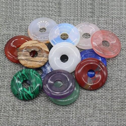 Natural Stone Beads Round Semi-Precious Big-Hole Bead For Jewelry Making DIY Necklace Bracelet Anklet Accessory