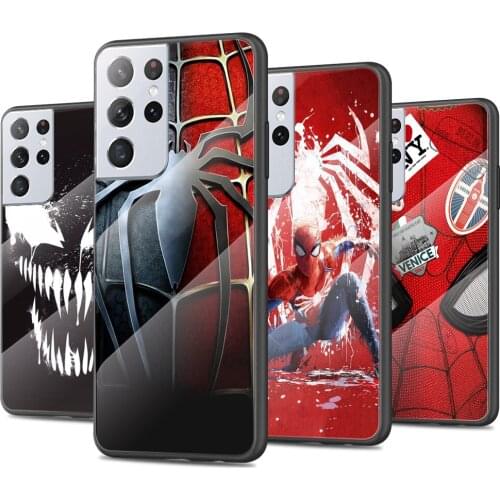 Marvel Venom Spiderman Tempered Glass Cover For Samsung Galaxy S21 Plus Ultra M21 M31 M51 A52 A72 Phone Case Coque