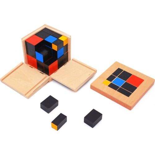 Baby Montessori Wooden Trinomial Cube for Children Toddlers Preschool Training Early Learning Educational Toys Gift Wholesale