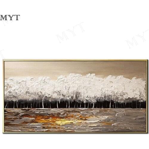 Cheap Pop Art winter forest trees 100% Hand Painted Modern Oil Paintings On Canvas Wall Art Pictures For Home Decoration