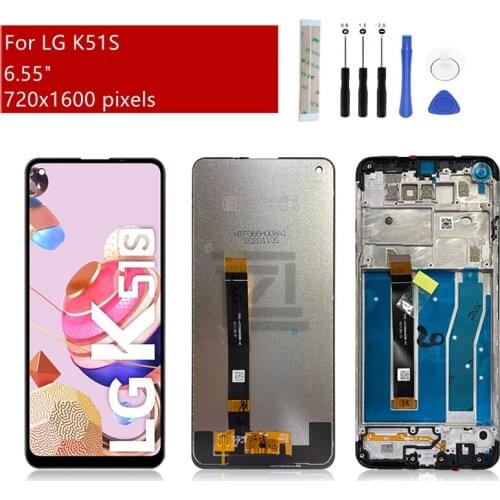 For LG K51S LCD LMK410EMW Display Touch Screen Digitizer Assembly With Frame LMK510EMW Replacement Repair Parts 6.55"