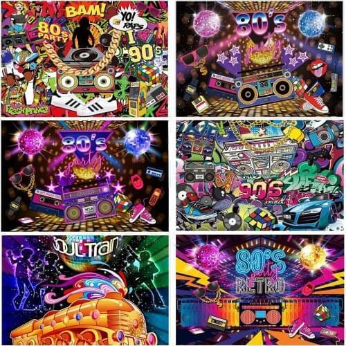 Hip Hop Party Backdrop Graffiti Wall I Love The 80S 90S Backdrop Disco Dances Ball Party Backdrops for Photography Decoration