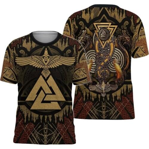 CLOOCL Men T-shirt Vikings Huginn Golden Sparkling 3D Printed Viking Warrior Tee Shirts Short Sleeve Women Streetwear Casual Top