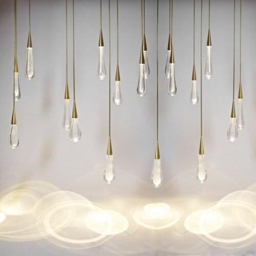 Gold Water drop Crystal Creative Pendant Light European-style Luxury LED Lamps Moderm Glass Indoor Lighting Restaurant