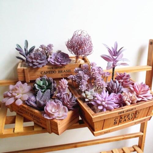 Hot 1pc Purple Red Flocking Artificial Succulents Plants Home Garden Decoration Plastic Plants Mini Desktop Bonsai