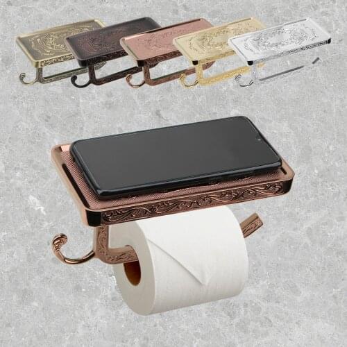 Multifunction Wall Mount Toilet Paper Box Carved Roll Holder Toilet Paper Holder Mobile Phone Holder Bathroom Hardware