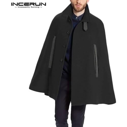 Fashion Men Cloak Coats Patchwork Punk Style 2021 Streetwear Single Breasted Chic Men Poncho Trench Windbreaker INCERUN S-5XL