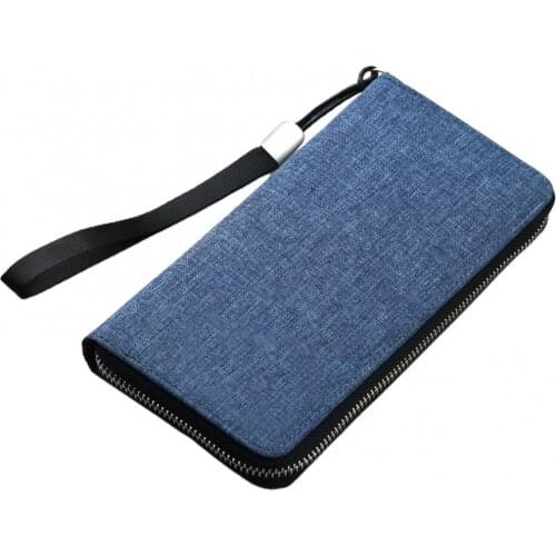 Men Multi-slot Large Capacity Canvas Card Cash Wallet Zipper Business Handbag