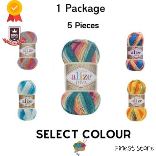 Thread 1 Pack |5 Balls| Alize DIVA BATIK Hand Knitting Yarn |%100 Microfiber Acrylic| 100 Gram 350 Meter Thread Sewing Tools