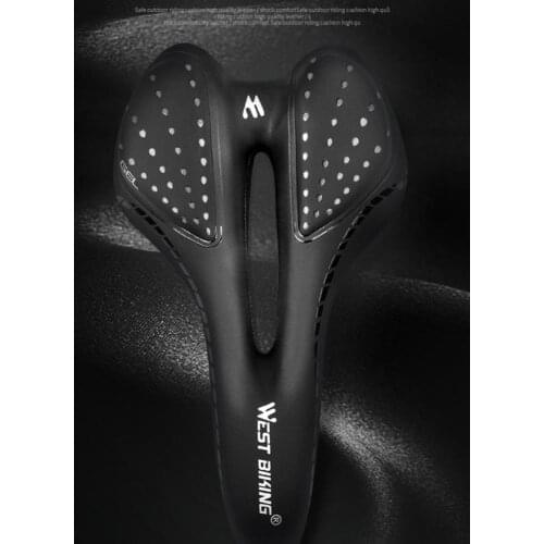 Bicycle Seat Cushion in Sponge Surface in Leather PU Gel Filled with Silica Soft Shockproof MTB Road Cycling Saddle