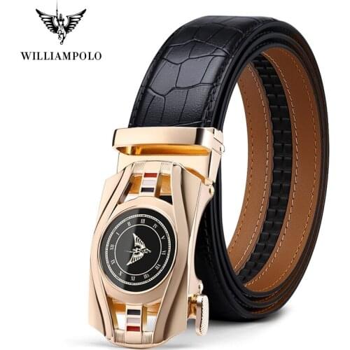 Williampolo Brand Fashion Men Belt Automatic Buckle Genuine Leather Belt Mens Belts Cow Leather Belts for Men PL19760-62P