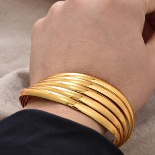 Luxury India 24K Top Quality Dubai Gold Color Bangles for Women Girls Wife Bride Bangles Bracelets Jewelry Gift