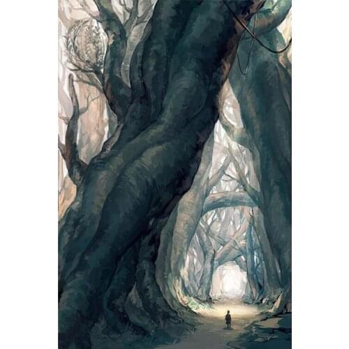 Handmade one thousand the old tree in the forest landscape oil painting on canvas for home decoration big tree root art painting