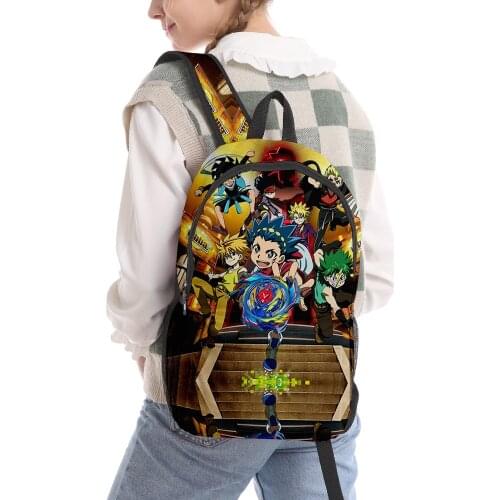3D Printed Boys Girls Backpack Beyblade Burst Evolution Schoolbag Women Men Waterproof Oxford Student Travel Bag Laptop Backpack