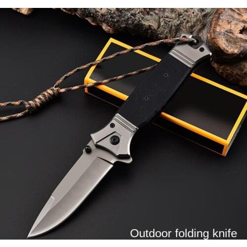 205 (g) G10 Handle Folding Knife 1PC Mounted Stainless Steel Outdoor Folding Hunting Knife Portable Self-defense Tactical Knife