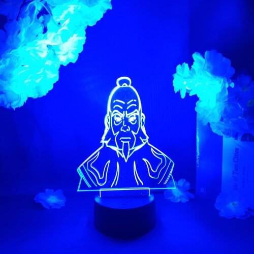 LED Light Avatar Iroh Figure Anime Acrylic Night Light RGB Flashing Cool Gift 3D Light Children Bedroom Decor