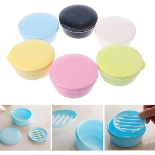 Portable Travel Bathroom Round Soap Case Box Dish Plate Holder Case Container T84E