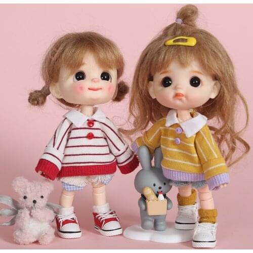 Ob11 baby clothes striped hoodie Molly GSC plain body 1/8 1/12 BJD younger sister head circle doll clothes coat