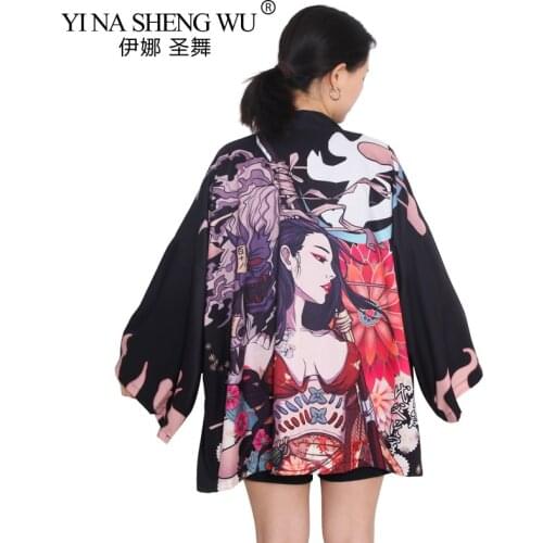 Traditional Japanese Kimono Clothing Coat Kimono Fashion Beach Blouse Women Samurai Female Obi Haori Yukata Man Cardigan Shirts