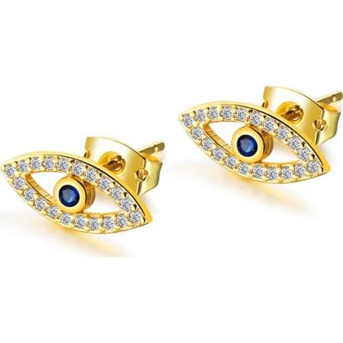 Turkish Blue Cubic Zircon Evil Eye Earrings For Women CZ Small Stud Fashion Jewelry Party Female Girl Birthday Gift Brincos