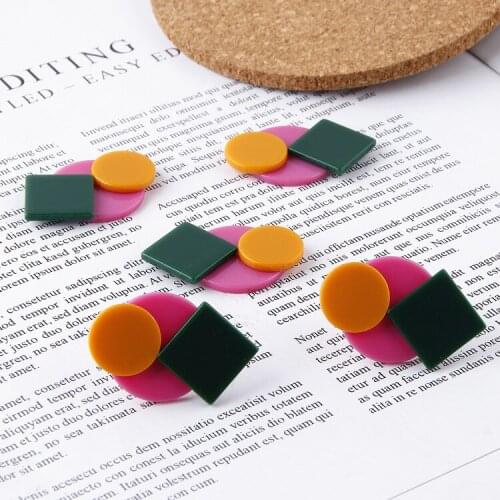 South Korea Fruta Same Geometric Round Square Stitching Color Acrylic Accessories DIY Handmade Earring Material