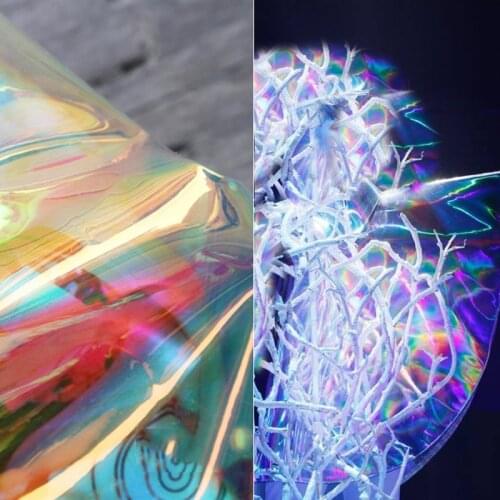 0.4mm TPU Fabric Transparent Colorful Laser PVC Waterproof DIY Reflective Clothes Raincoat Bag Decor Plastic Designer Fabric