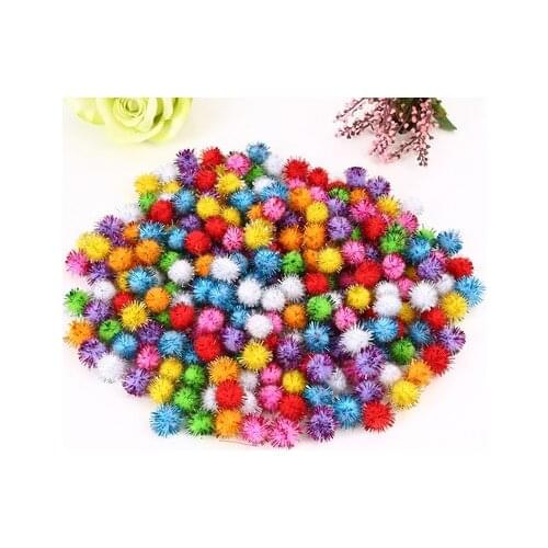 100pcs Gold Thread Fluffy Pom Poms Pompoms Ball 10mm Christmas Tree Decor Mini Pompoms Ball Wedding Decor DIY Handmade Kid Toys