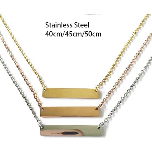 20pcs/lot High Quality Mirror Polish Stainless Steel Blank Bar Charm Necklaces Jewelry Necklace 4 Colors
