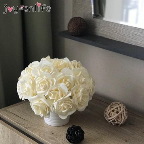 25pcs/lot Colorful Artificial Rose Bouquet Decorative Foam Rose Flower Bride Bouquets for Wedding Home Party Decoration Supplies
