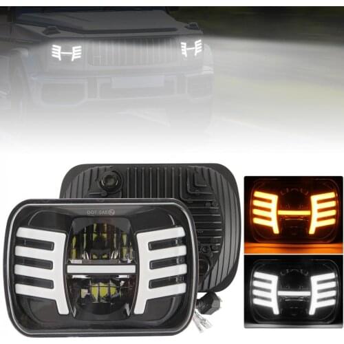 7 Inch Square Car LED Day Light 9-30V 400W 40000LM Car Light with Steering Applies 5x7 " 6x7" Daytime Running Light Kit