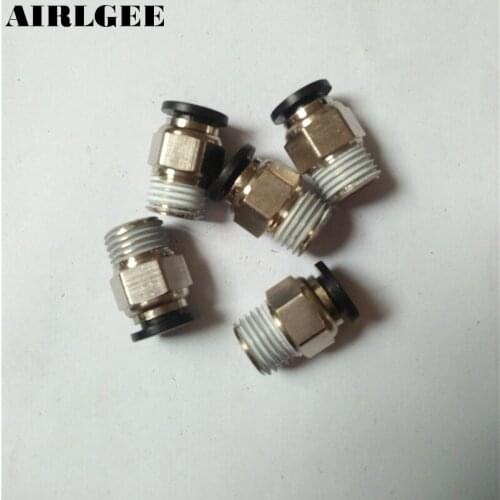 8mm Tube Pneumatic Straight Quick Coupling 1/4" PT Thread Brass Fittings 5 Pcs