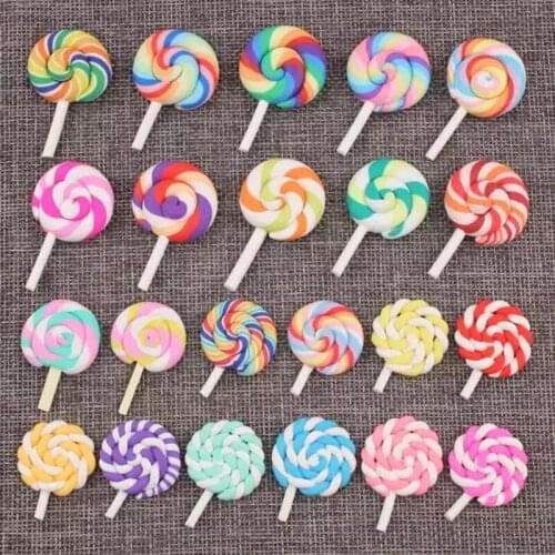 10PCS/ Bag Rainbow Lollipop 3D Nail Rhinestones Decoration Press On Tips Acrylic Jewelry Acce Nail Charms Accessories20 Colors