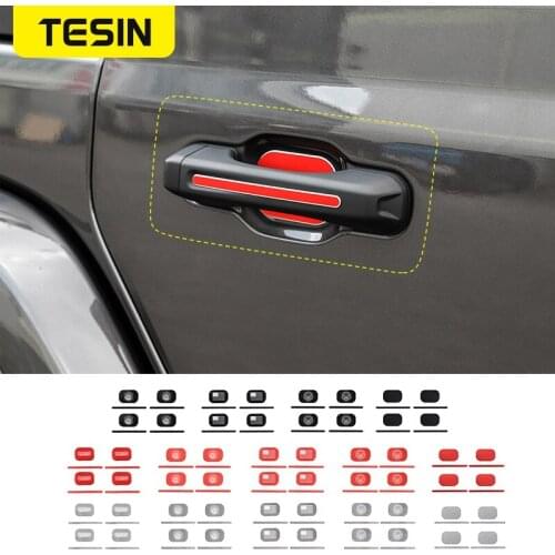 Car Exterior 4 Doors Door Handle Bowl Trim Sticker Cover Pad Mat for Jeep Wrangler JL 2018 2019 Gladiator JT 2020 Accessories