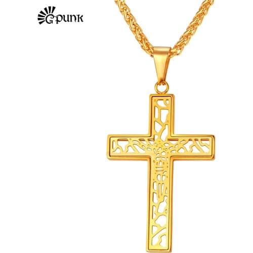 Hollow Cross Byzantine Necklaces & Pendants For Women Men Unique Design yellow Gold color 316L Stainless Steel Necklace P2064G